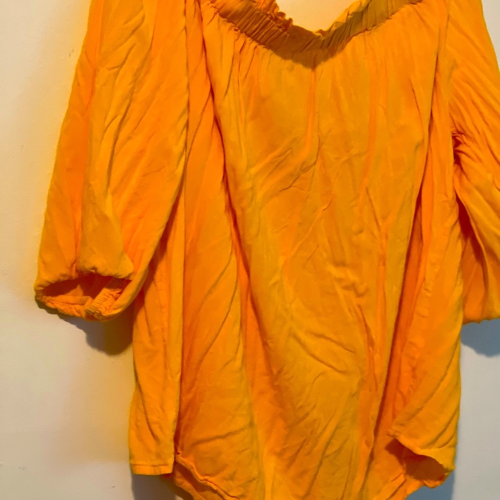 1X plus summer color yellow blouse